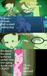 Size: 1594x2573 | Tagged: safe, derpibooru import, screencap, pinkie pie, earth pony, human, pony, my little pony tales, brothers, code lyoko, g1, g4, glasses, jeremy belpois, male, mash up, scanner, siblings, ulrich stern