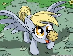 Size: 825x638 | Tagged: safe, artist:latecustomer, derpibooru import, derpy hooves, pegasus, pony, balancing, cute, female, food, happy, mare, muffin, ponies balancing stuff on their nose, that pony sure does love muffins
