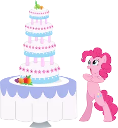 Size: 3820x4121 | Tagged: safe, artist:emberfiremane, derpibooru import, pinkie pie, pony, absurd resolution, bipedal, cake