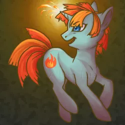 Size: 600x600 | Tagged: safe, artist:akie-tara, derpibooru import, firecracker burst, pony, unicorn, obtrusive watermark, solo, watermark