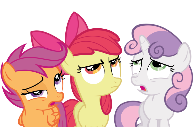 Size: 6854x4526 | Tagged: absurd resolution, apple bloom, artist:the-crusius, cutie mark crusaders, derpibooru import, reaction image, safe, scootaloo, simple background, sweetie belle, transparent background, vector