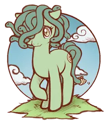 Size: 403x465 | Tagged: artist:decemberdoe, derpibooru import, gorgon, medusa, ponified, safe