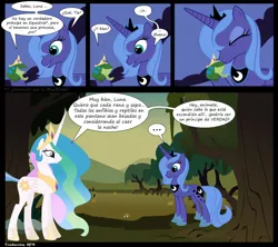 Size: 900x800 | Tagged: comic, derpibooru import, princess celestia, princess luna, safe, spanish, translation