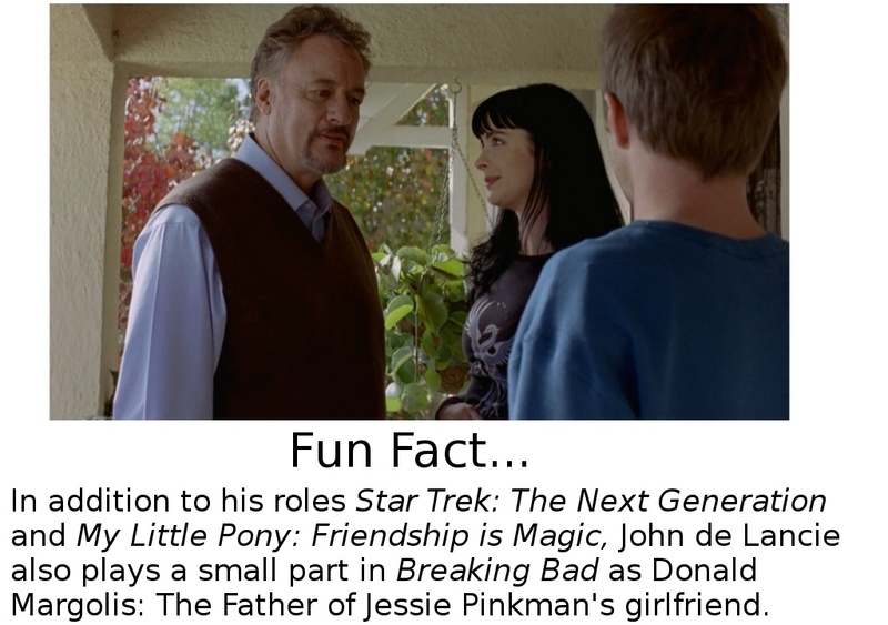 Size: 1024x720 | Tagged: breaking bad, derpibooru import, donald margolis, fun fact, jane margolis, jesse pinkman, john de lancie, safe, text, trivia