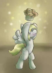 Size: 900x1264 | Tagged: safe, artist:yellowcoatrobot, derpibooru import, derpy hooves, pegasus, pony, female, mare, muffin