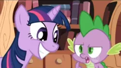 Size: 469x266 | Tagged: derpibooru import, safe, screencap, spike, twilight sparkle