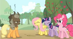 Size: 642x344 | Tagged: applejack, applejack is not amused, burned, burnt, derpibooru import, fluttershy, good intentions gone wrong, pinkie pie, safe, smoke, this will end in angry countryisms, this will end in pain and/or angry countryisms, twilight sparkle, unamused, youtube link