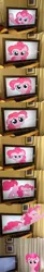 Size: 730x4500 | Tagged: safe, derpibooru import, pinkie pie, pony, comic, fourth wall, irl, photo, ponies in real life, television