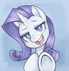 Size: 678x701 | Tagged: artist:soulspade, derpibooru import, fourth wall, hoofbump, part of a set, pov, rarity, safe, solo, underhoof