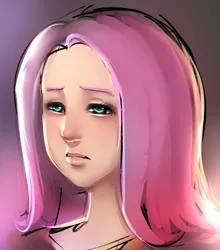 Size: 859x978 | Tagged: artist:maniacpaint, bust, derpibooru import, fluttershy, humanized, portrait, safe, solo