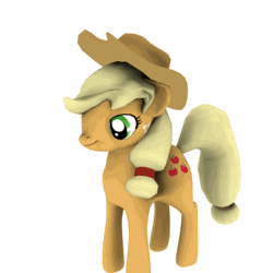 Size: 384x384 | Tagged: 3d, animated, applejack, derpibooru import, funny, funny as hell, glitch, nightmare fuel, not salmon, safe, solo, this isn't even my final form, wat