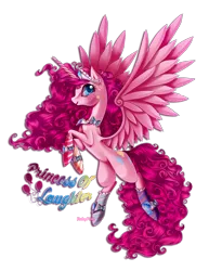 Size: 1700x2200 | Tagged: safe, artist:rubypm, derpibooru import, pinkie pie, alicorn, pony, alicornified, element of laughter, pinkiecorn, race swap, solo, xk-class end-of-the-world scenario