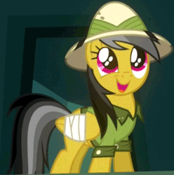 Size: 470x474 | Tagged: safe, derpibooru import, screencap, daring do, pegasus, pony, read it and weep, animated, bandaged wing, cropped, cute, daring dorable, eye shimmer, loop, solo