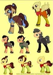 Size: 451x640 | Tagged: artist:aesuithielsilver, bolin, derpibooru import, ikki, jinora, korra, lin bei fong, mako, meelo, ponified, pony creator, safe, tenzin, the legend of korra