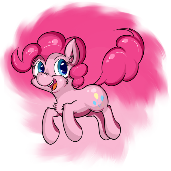 Size: 2000x2000 | Tagged: safe, artist:osakaoji, derpibooru import, pinkie pie, bouncing, chest fluff, happy, high res, solo