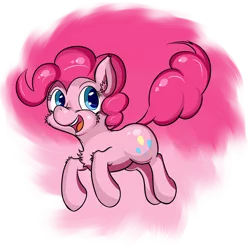 Size: 2000x2000 | Tagged: safe, artist:osakaoji, derpibooru import, pinkie pie, bouncing, chest fluff, happy, high res, solo