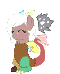Size: 1074x1325 | Tagged: adoreris, animated, artist:trotsworth, cute, dancing, derpibooru import, discord, discute, ear twitch, eris, eyes closed, rule 63, rule63betes, safe, simple background, smiling, solo, transparent background