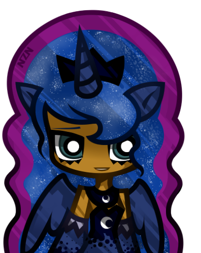 Size: 396x499 | Tagged: artist:nekozneko, chibi, derpibooru import, horned humanization, humanized, princess luna, safe, simple background, solo, winged humanization