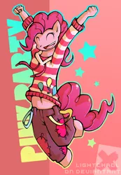Size: 2273x3279 | Tagged: anthro, artist:lonelycross, dead source, derpibooru import, high res, jumping, pinkie pie, safe