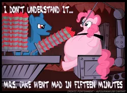 Size: 1024x744 | Tagged: safe, artist:alfourman, derpibooru import, pinkie pie, earth pony, pony, cupcake, eating, fat, female, hell, mare, obese, parody, piggy pie, pudgy pie, the simpsons, treehouse of horror