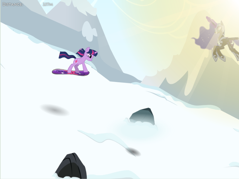 Size: 854x640 | Tagged: animated, artist:futzi01, derpibooru import, game, nightmare moon, safe, snowboarding, twilight sparkle