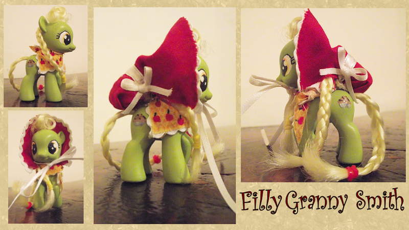 Size: 900x506 | Tagged: safe, artist:phasingirl, derpibooru import, granny smith, pony, custom, filly, irl, photo, toy