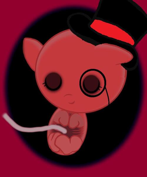 Size: 720x864 | Tagged: artist:rlyoff, artist:watermelonrat, derpibooru import, dr. fetus, edit, fetus, hat, monocle, ponified, safe, super meat boy, top hat