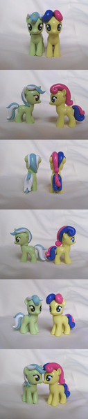 Size: 600x2829 | Tagged: safe, artist:amandkyo-su, derpibooru import, bon bon, lyra heartstrings, sweetie drops, pony, brushable, custom, filly, irl, photo, toy