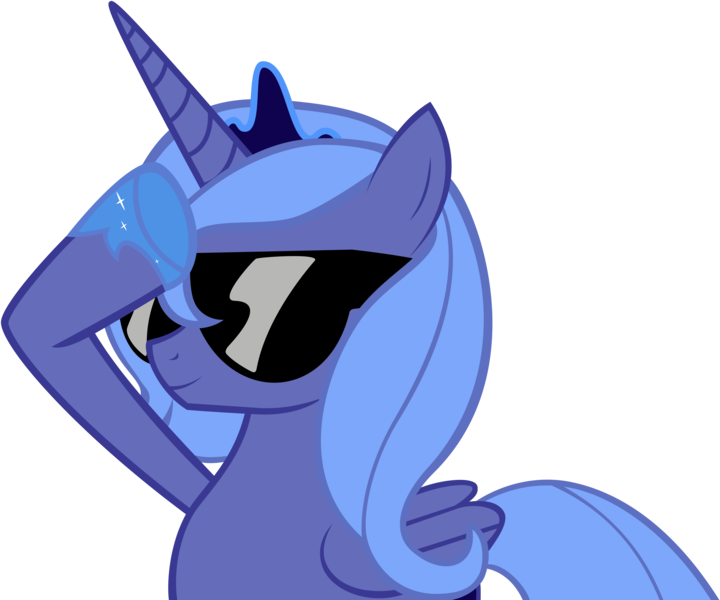 Size: 7200x6000 | Tagged: absurd resolution, artist:pappkarton, derpibooru import, edit, princess luna, rainbow dash salutes, recolor, s1 luna, safe, salute, simple background, solo, sunglasses, swag, transparent background, vector