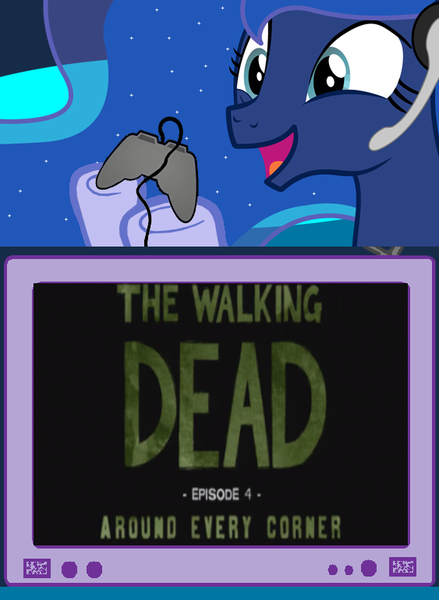 Size: 563x769 | Tagged: derpibooru import, exploitable meme, gamer luna, gamer meme, meme, obligatory pony, princess luna, safe, the walking dead, tv meme