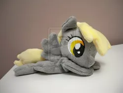 Size: 900x675 | Tagged: safe, artist:yukamina-plushies, derpibooru import, derpy hooves, pegasus, pony, beanie (plushie), female, irl, mare, photo, plushie, solo, watermark