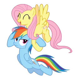 Size: 6000x6000 | Tagged: safe, artist:reallyunimportant, derpibooru import, fluttershy, rainbow dash, pegasus, pony, may the best pet win, absurd resolution, carrying, duo, flying, simple background, transparent background, vector