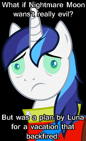 Size: 366x600 | Tagged: conspiracy shining armor, derpibooru import, exploitable meme, image macro, meme, nightmare moon, princess luna, safe, shining armor