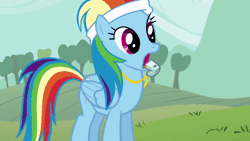 Size: 640x360 | Tagged: animated, blowing, call of the cutie, coach, derpibooru import, headband, puffy cheeks, rainbow dash, safe, screencap, solo, sweatband, whistle, whistle necklace