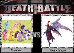 Size: 1008x720 | Tagged: applejack, crossover, death battle, derpibooru import, final fantasy, final fantasy vi, fluttershy, kefka palazzo, mane six, meme, meta, pinkie pie, rainbow dash, rarity, safe, twilight sparkle