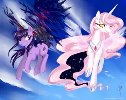 Size: 1280x1024 | Tagged: artist:maroonriver, derpibooru import, homura akemi, madoka kaname, ponified, puella magi madoka magica, safe