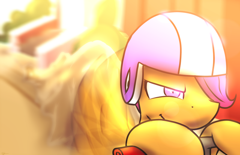 Size: 3000x1941 | Tagged: artist:taps, derpibooru import, helmet, safe, scootaloo, scooter, solo