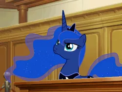 Size: 798x599 | Tagged: ace attorney, courtroom, derpibooru import, princess luna, prosecutor, safe, solo