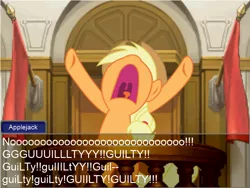 Size: 800x600 | Tagged: ace attorney, applejack, breakdown, courtroom, derpibooru import, safe, witness