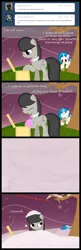 Size: 730x2259 | Tagged: safe, artist:erthilo, derpibooru import, octavia melody, vinyl scratch, earth pony, pony, unicorn, ask octavia, ask, box, christmas arc, clothes, comic, duo, duo female, eating, female, levitation, magic, mare, pinecone, scarf, snow, snowfall, tree, tumblr