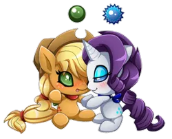 Size: 900x728 | Tagged: dead source, safe, artist:extra-fenix, derpibooru import, applejack, rarity, chao, blushing, commission, crossover, dark chao, female, lesbian, neutral chao, rarijack, shipping, simple background, sonic the hedgehog (series), species swap, transparent background