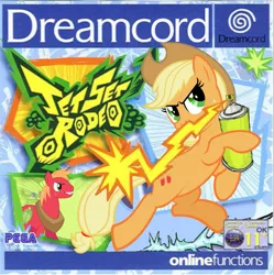 Size: 845x850 | Tagged: safe, artist:nickyv917, derpibooru import, applejack, big macintosh, earth pony, pony, box art, crossover, dreamcast, game cover, jet set radio, male, parody, sega, sega dreamcast, stallion, video game