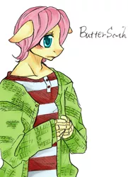 Size: 752x1040 | Tagged: anthro, artist:ayuuu0908, butterscotch, derpibooru import, fluttershy, rule 63, safe