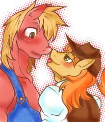 Size: 600x700 | Tagged: anthro, applecest, artist:ayuuu0908, big macintosh, braeburn, braemac, derpibooru import, gay, incest, male, safe, shipping