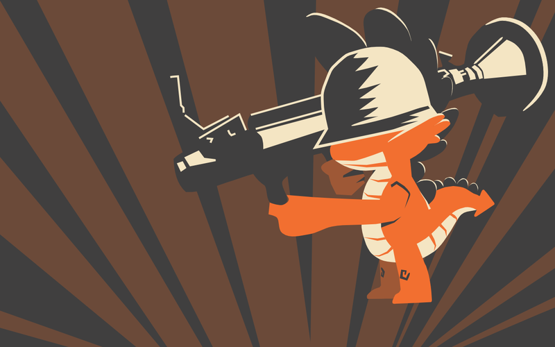 Size: 1280x800 | Tagged: artist:1nfy, derpibooru import, gun, rocket launcher, safe, soldier, solo, spike, team fortress 2