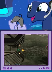 Size: 563x769 | Tagged: safe, derpibooru import, princess luna, pony, gamer luna, exploitable meme, game, gamer meme, meme, obligatory pony, r-type, r-type final, tv meme