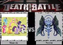 Size: 1008x720 | Tagged: applejack, crossover, death battle, derpibooru import, final fantasy, final fantasy ix, fluttershy, mane six, meme, meta, necron, pinkie pie, rainbow dash, rarity, safe, twilight sparkle