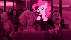 Size: 1280x720 | Tagged: derpibooru import, did i ever tell you my favorite color was pink?, edit, edited screencap, in the mouth of madness, pink, pinkie pie, sam neill, screencap, semi-grimdark, sutter cane