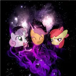 Size: 450x450 | Tagged: apple bloom, artist:doctorxfizzle, cutie mark crusaders, derpibooru import, muse, safe, scootaloo, sweetie belle, the cosmos