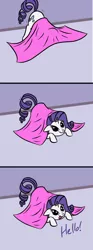 Size: 900x2421 | Tagged: safe, artist:waywardtrail, artist:zestyoranges, derpibooru import, rarity, pony, unicorn, ask ecstatic rarity, :t, behaving like a cat, behaving like a dog, blanket, butt shake, cute, dialogue, dilated pupils, fabric, face down ass up, faic, female, floppy ears, hello, looking at you, looking up, mare, open mouth, plot, raribetes, raricat, rerity, smiling, smirk, starry eyes, tumblr, wingding eyes
